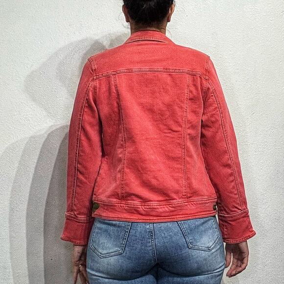 Luxe Moda Pink Denim Floral Embroidered Jean Jacket Sz NWT - Picture 11 of 13